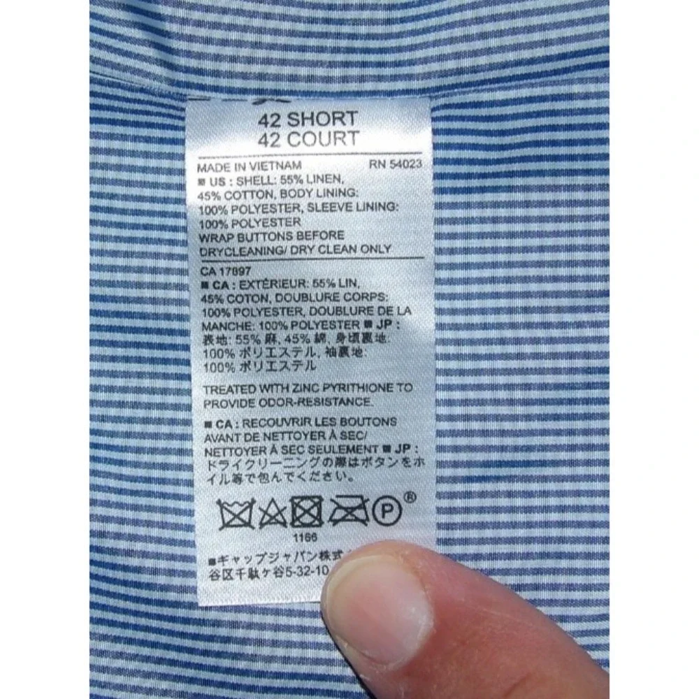 Banana Republic 2 Button Linen/Cotton Blue Blazer Men's 42 Short Standard Fit
